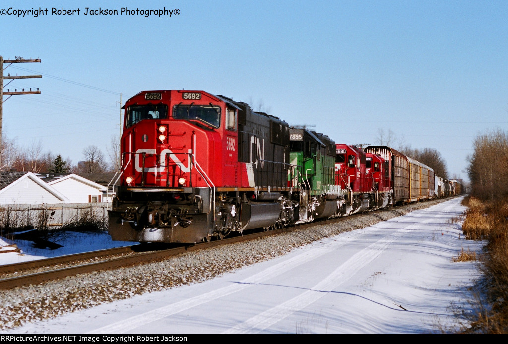 An Awesome consist (the engines behind the CN SD75I—the CN isn't awful I suppose)!